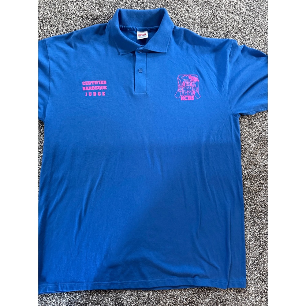 Vintage Anvil KCBS Certified Barbeque Judge Polo Shirt Blue XL USA Made